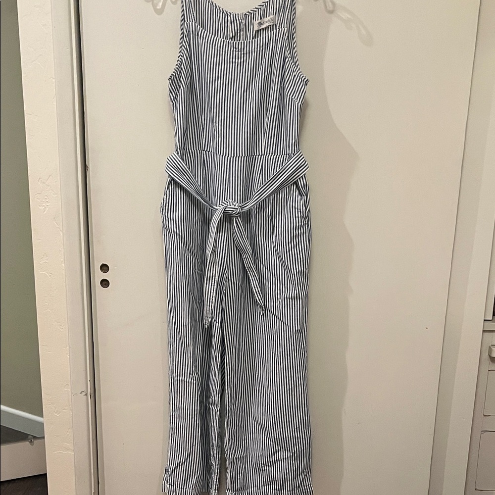 Madewell Navy and White Striped Jumpsuit Size 2